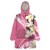 Aloha Hawaii Festive Wearable Blanket Hoodie Frangipani Lace Classic - Rosy LT7 One Size Pink - Polynesian Pride