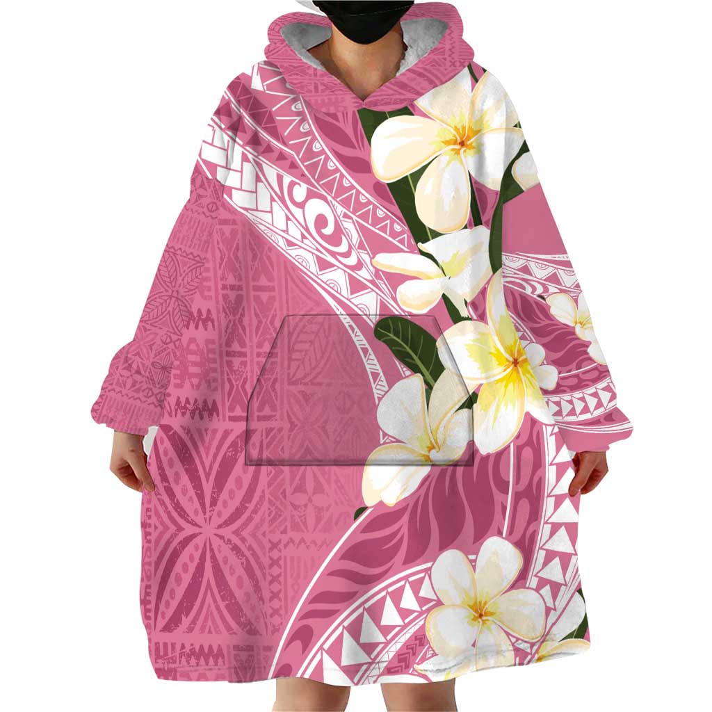 Aloha Hawaii Festive Wearable Blanket Hoodie Frangipani Lace Classic - Rosy LT7 - Polynesian Pride