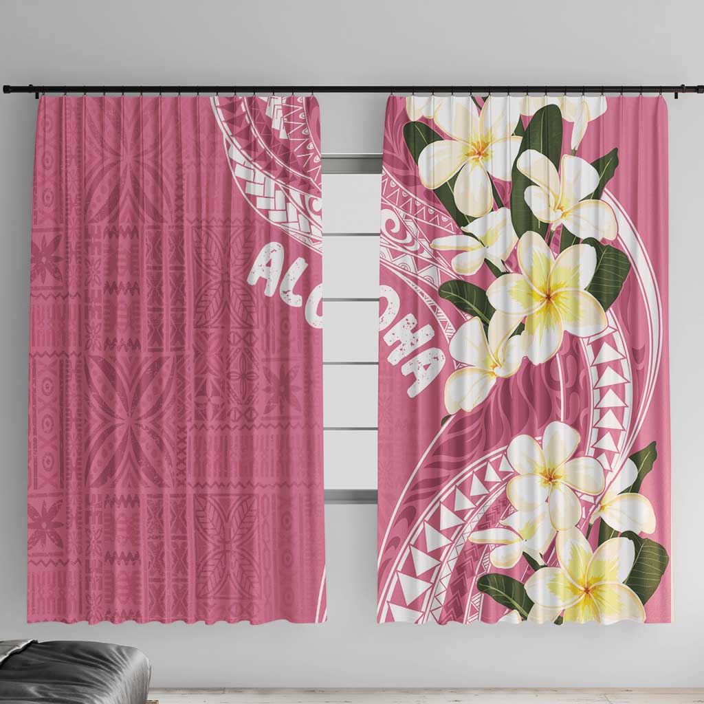 Aloha Hawaii Festive Window Curtain Frangipani Lace Classic - Rosy LT7 With Hooks Pink - Polynesian Pride