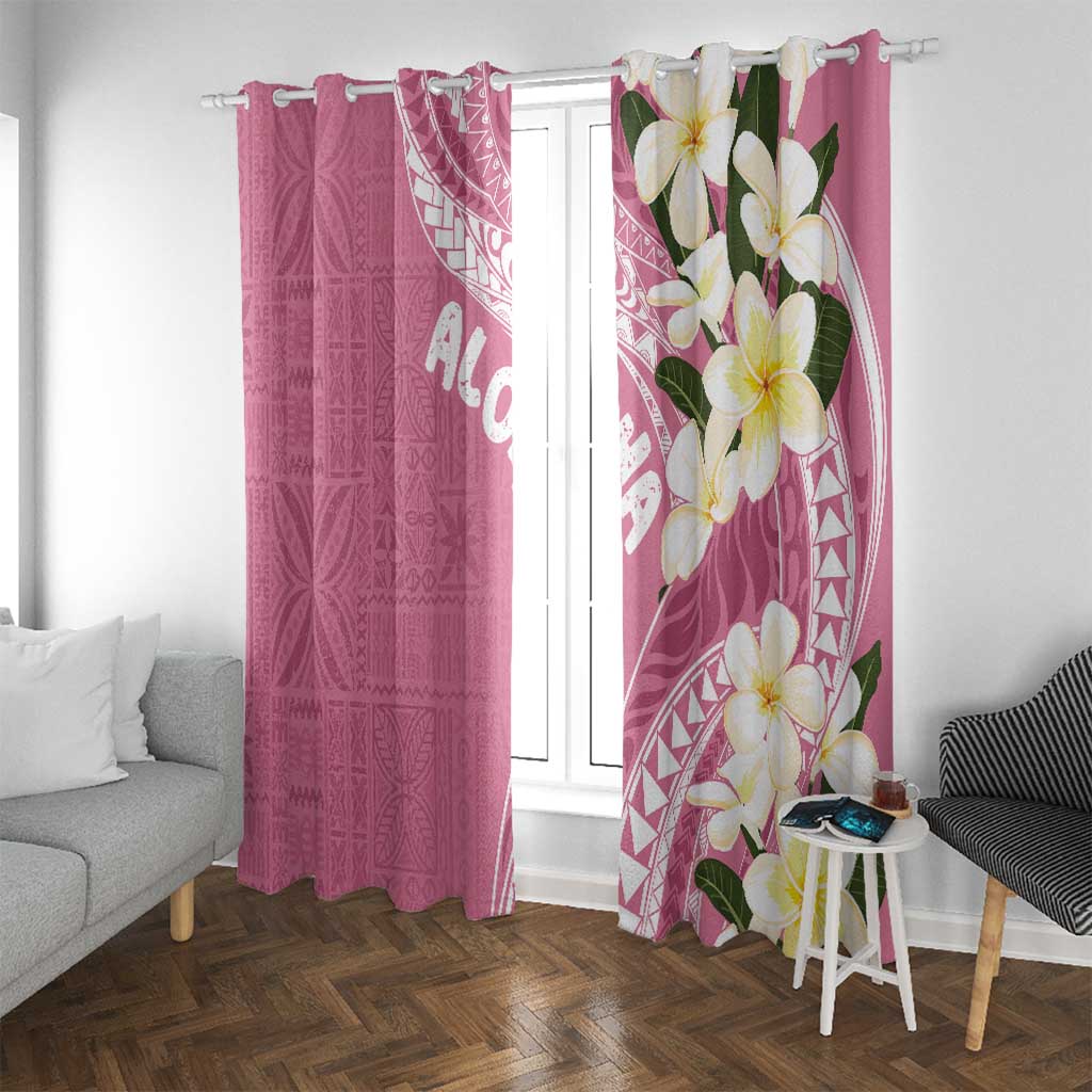 Aloha Hawaii Festive Window Curtain Frangipani Lace Classic - Rosy LT7 With Grommets Pink - Polynesian Pride