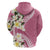 Aloha Hawaii Festive Zip Hoodie Frangipani Lace Classic - Rosy