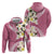 Aloha Hawaii Festive Zip Hoodie Frangipani Lace Classic - Rosy