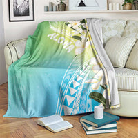 Aloha Hawaii Festive Blanket Frangipani Lace Classic - Summer Vibes LT7 Blue Green - Polynesian Pride