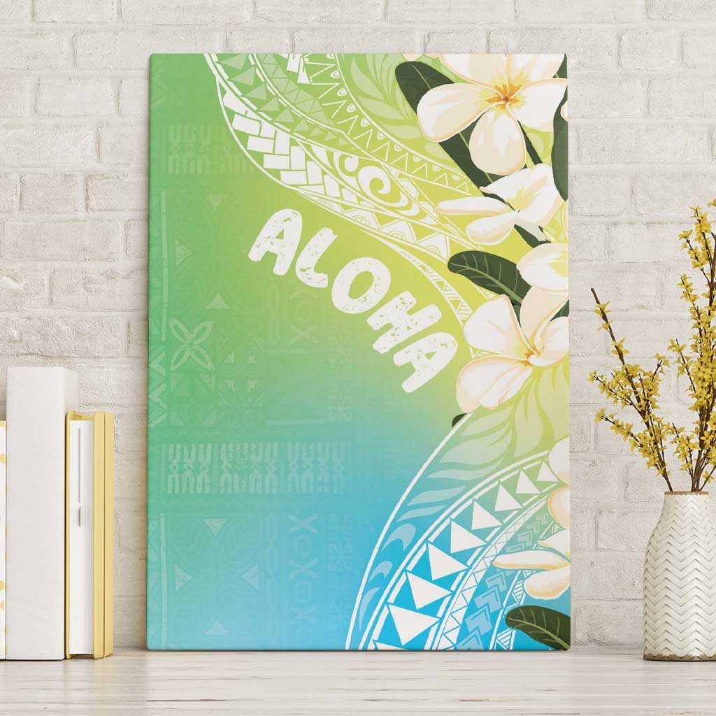 Aloha Hawaii Festive Canvas Wall Art Frangipani Lace Classic - Summer Vibes LT7 Without Frame Blue Green - Polynesian Pride
