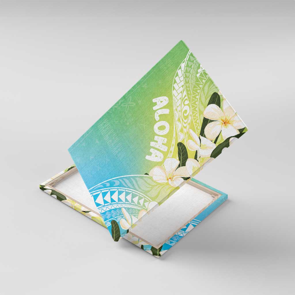 Aloha Hawaii Festive Canvas Wall Art Frangipani Lace Classic - Summer Vibes LT7 With Frame Blue Green - Polynesian Pride