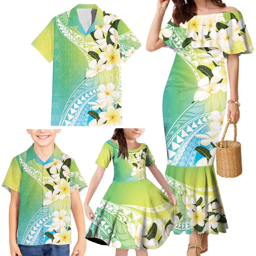 Aloha Hawaii Festive Family Matching Mermaid Dress and Hawaiian Shirt Frangipani Lace Classic - Summer Vibes