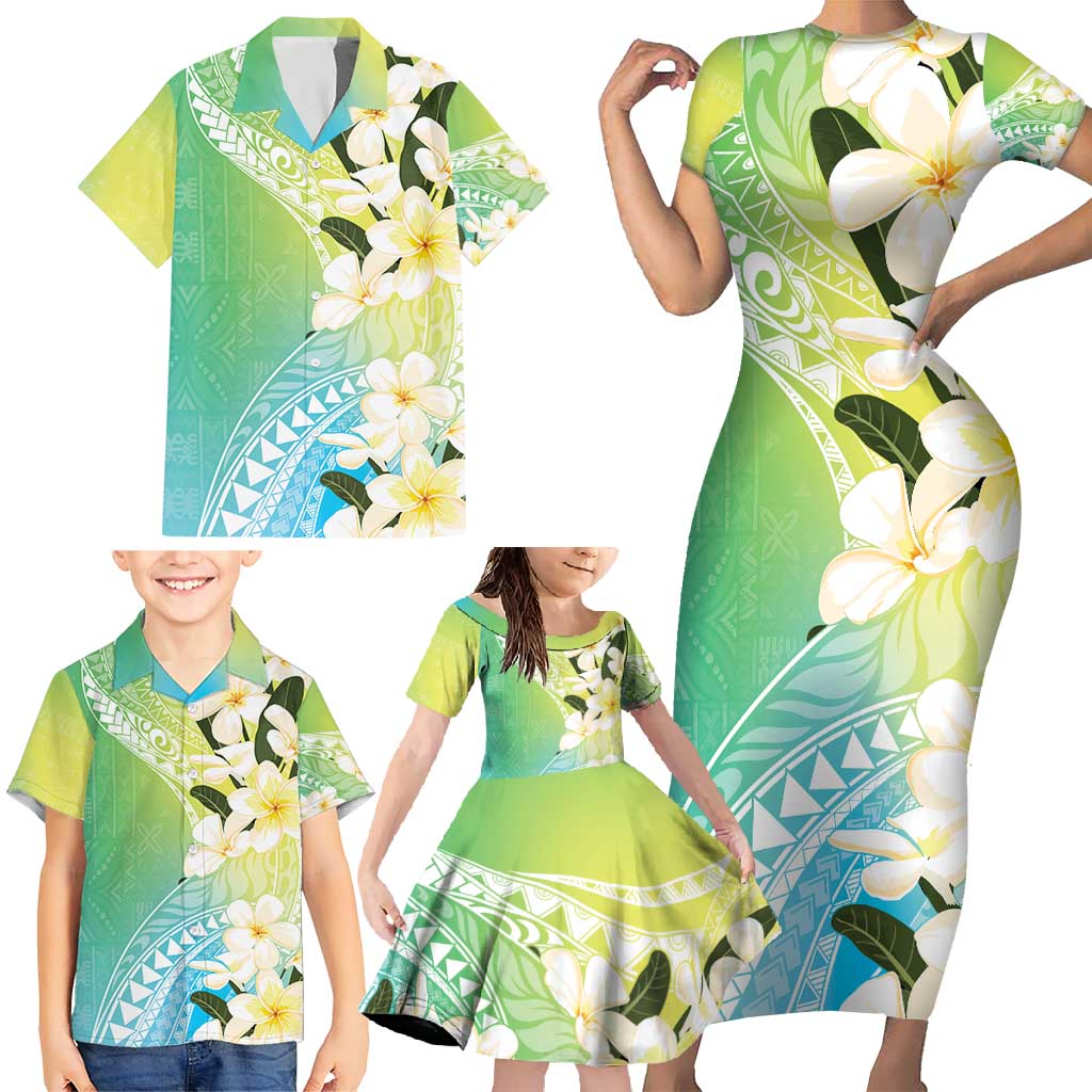 Aloha Hawaii Festive Family Matching Short Sleeve Bodycon Dress and Hawaiian Shirt Frangipani Lace Classic - Summer Vibes