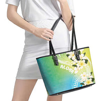 Aloha Hawaii Festive Leather Tote Bag Frangipani Lace Classic - Summer Vibes LT7 - Polynesian Pride
