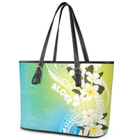 Aloha Hawaii Festive Leather Tote Bag Frangipani Lace Classic - Summer Vibes LT7 - Polynesian Pride