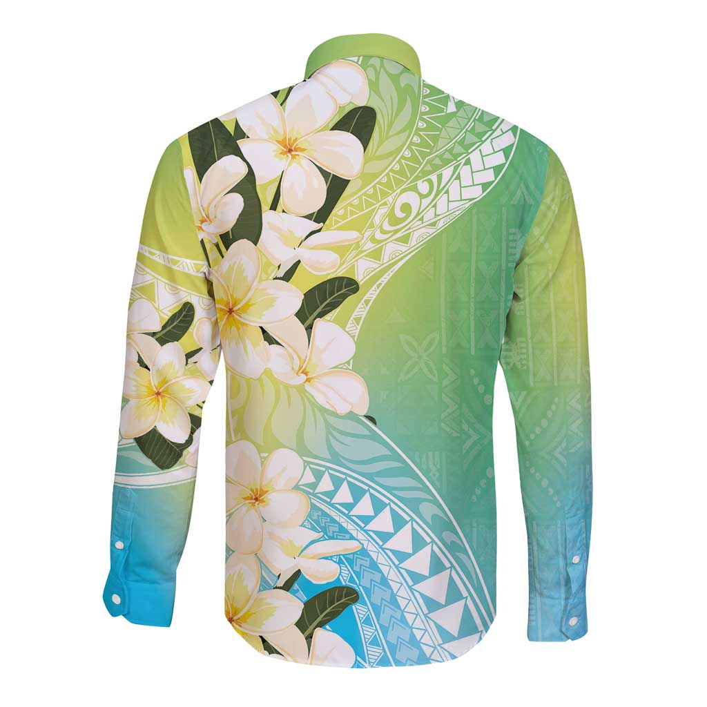 Aloha Hawaii Festive Long Sleeve Button Shirt Frangipani Lace Classic - Summer Vibes