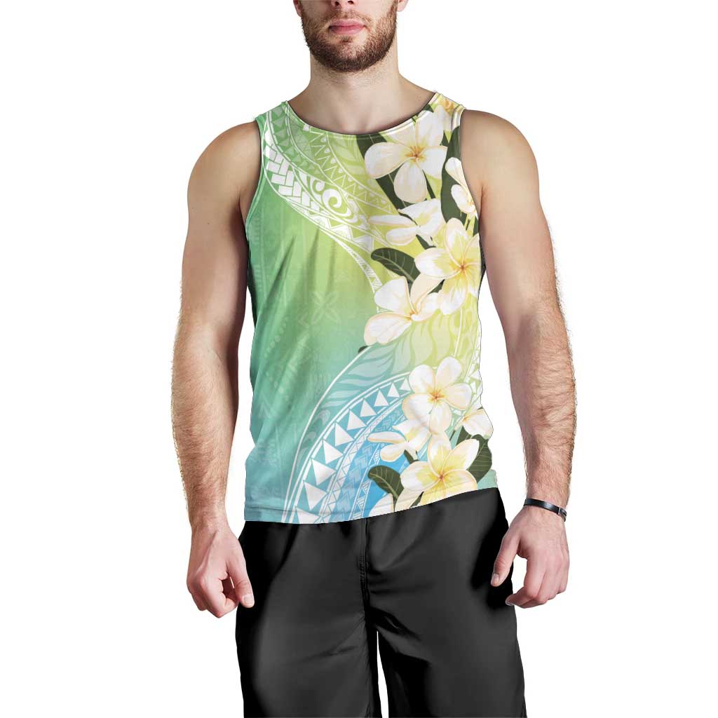 Aloha Hawaii Festive Men Tank Top Frangipani Lace Classic - Summer Vibes LT7 - Polynesian Pride