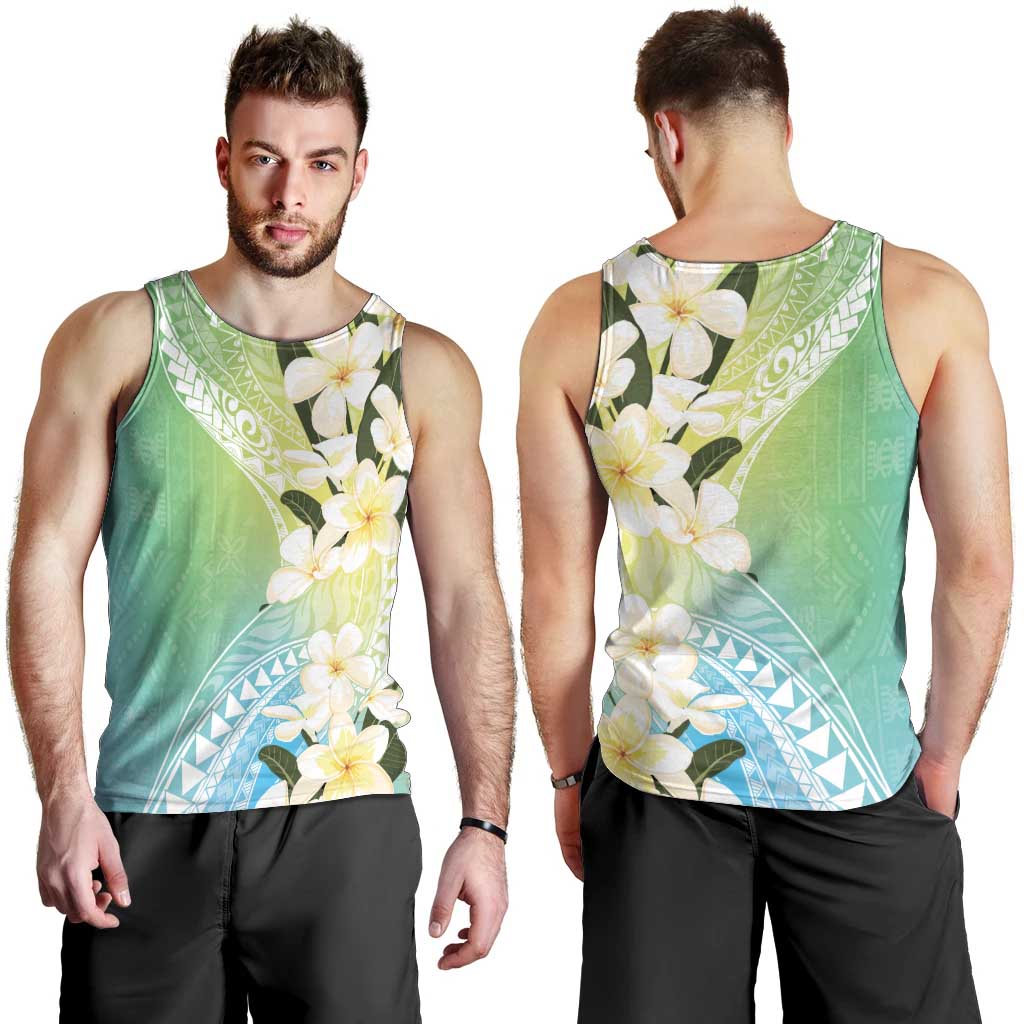 Aloha Hawaii Festive Men Tank Top Frangipani Lace Classic - Summer Vibes LT7 - Polynesian Pride