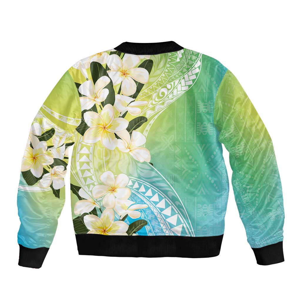 Aloha Hawaii Festive Sleeve Zip Bomber Jacket Frangipani Lace Classic - Summer Vibes