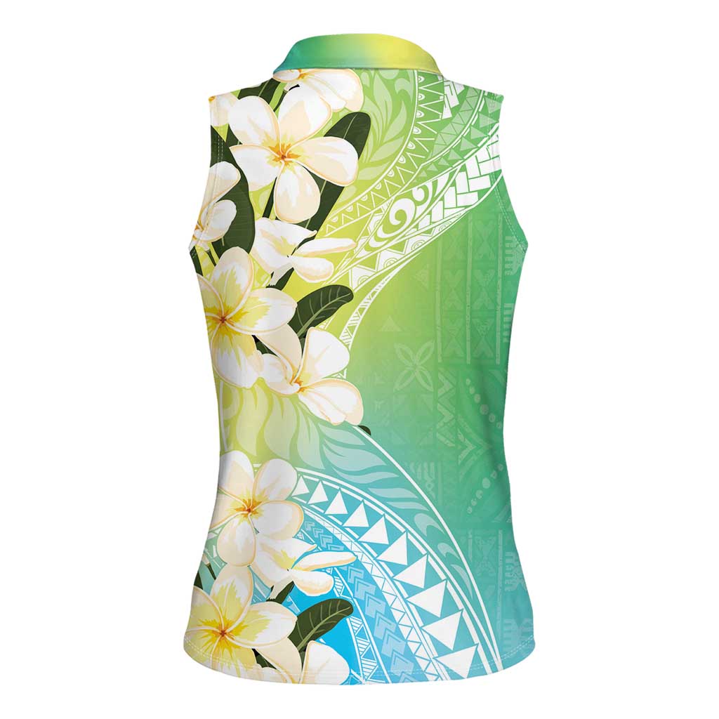 Aloha Hawaii Festive Women Sleeveless Polo Shirt Frangipani Lace Classic - Summer Vibes