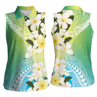 Aloha Hawaii Festive Women Sleeveless Polo Shirt Frangipani Lace Classic - Summer Vibes