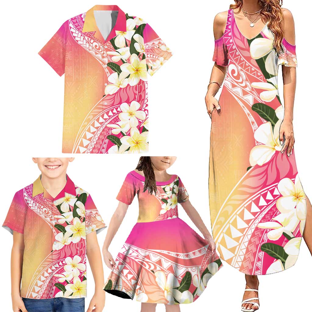 Aloha Hawaii Festive Family Matching Summer Maxi Dress and Hawaiian Shirt Frangipani Lace Classic - Spring Vibes LT7 - Polynesian Pride