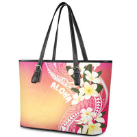 Aloha Hawaii Festive Leather Tote Bag Frangipani Lace Classic - Spring Vibes LT7 - Polynesian Pride