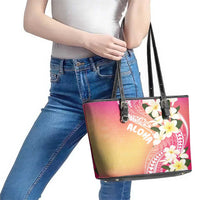 Aloha Hawaii Festive Leather Tote Bag Frangipani Lace Classic - Spring Vibes LT7 - Polynesian Pride