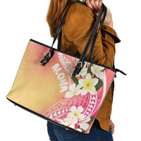 Aloha Hawaii Festive Leather Tote Bag Frangipani Lace Classic - Spring Vibes LT7 - Polynesian Pride