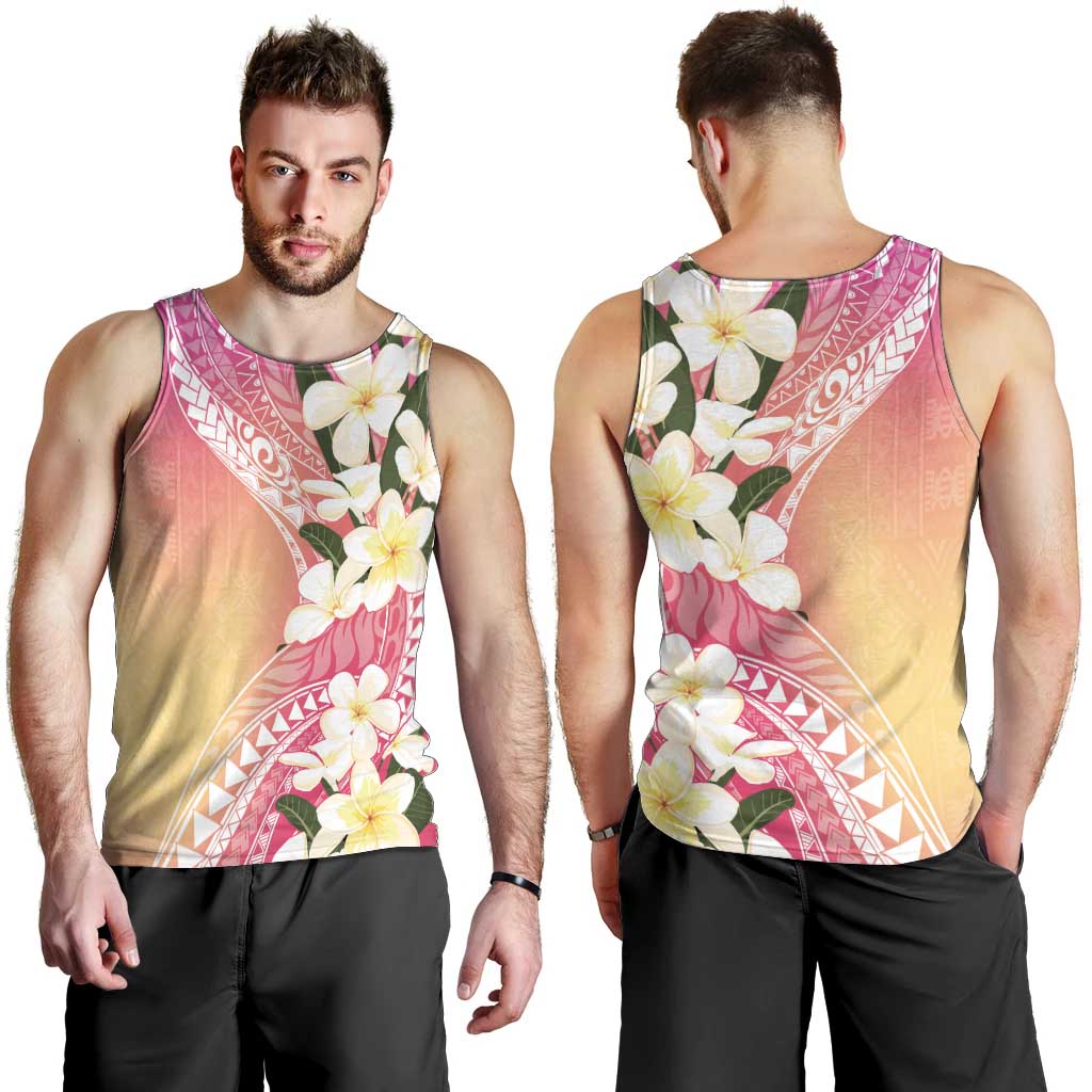 Aloha Hawaii Festive Men Tank Top Frangipani Lace Classic - Spring Vibes LT7 - Polynesian Pride
