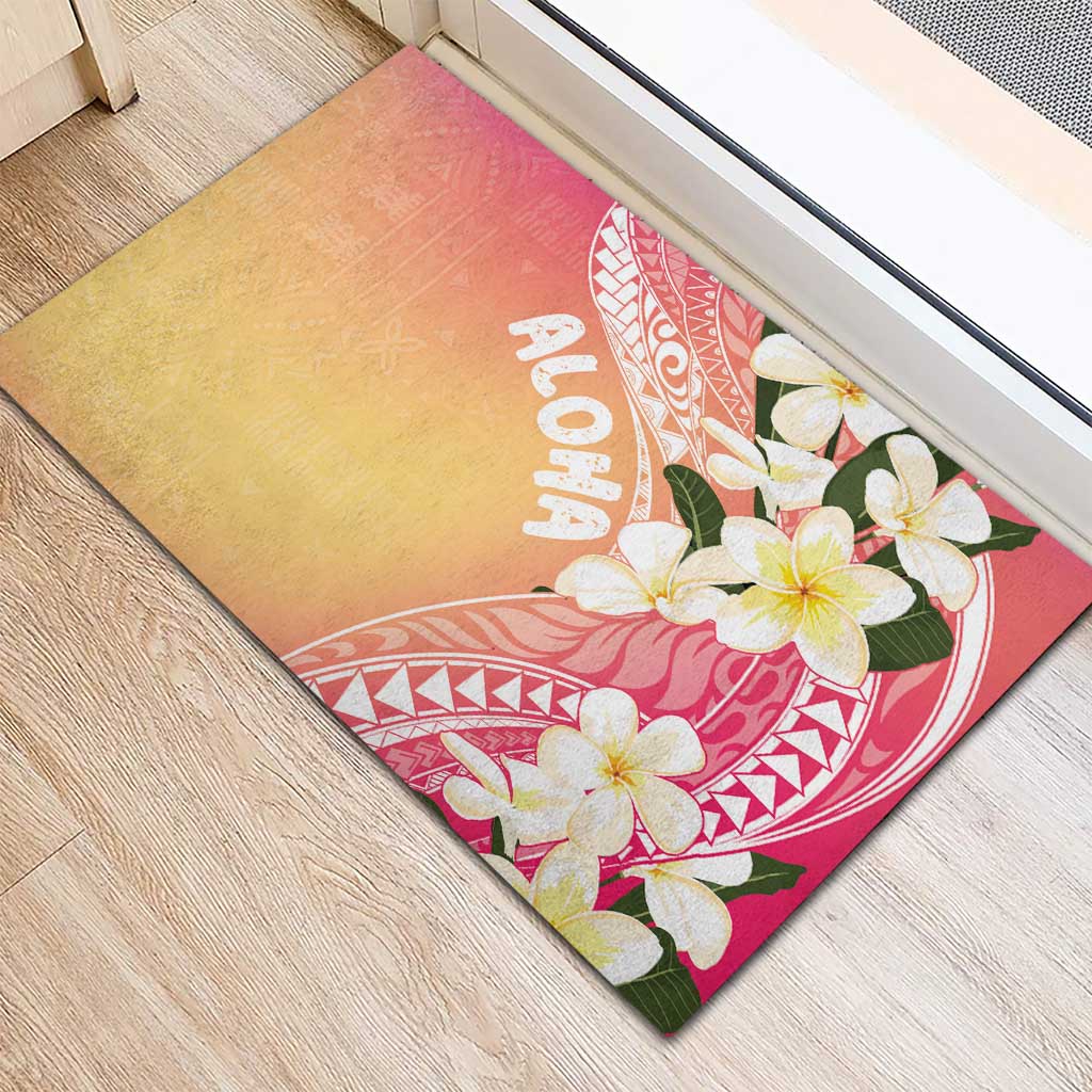 Aloha Hawaii Festive Rubber Doormat Frangipani Lace Classic - Spring Vibes LT7 - Polynesian Pride
