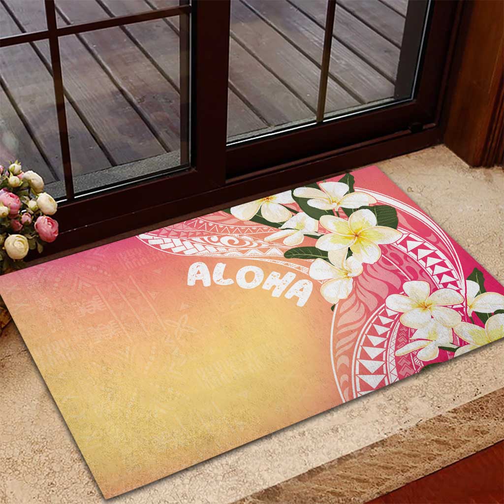 Aloha Hawaii Festive Rubber Doormat Frangipani Lace Classic - Spring Vibes LT7 - Polynesian Pride