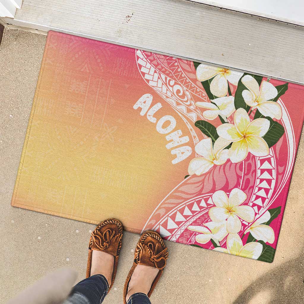 Aloha Hawaii Festive Rubber Doormat Frangipani Lace Classic - Spring Vibes LT7 - Polynesian Pride