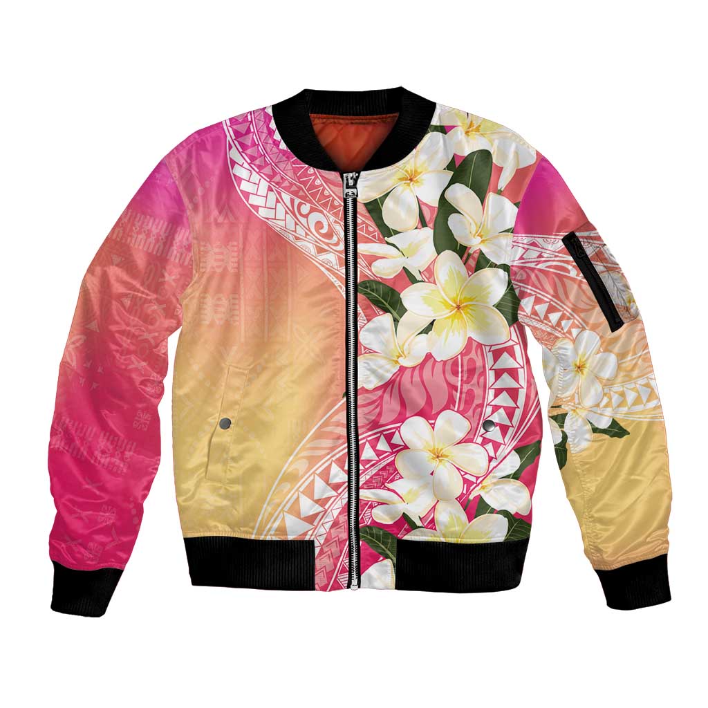 Aloha Hawaii Festive Sleeve Zip Bomber Jacket Frangipani Lace Classic - Spring Vibes