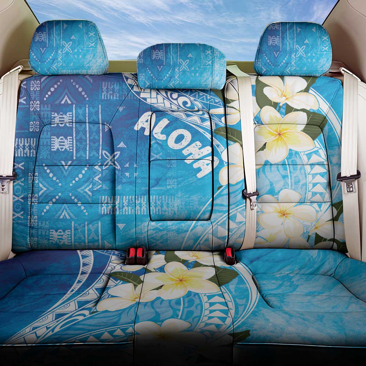 Aloha Hawaii Festive Back Car Seat Cover Frangipani Lace Classic - Oceanic