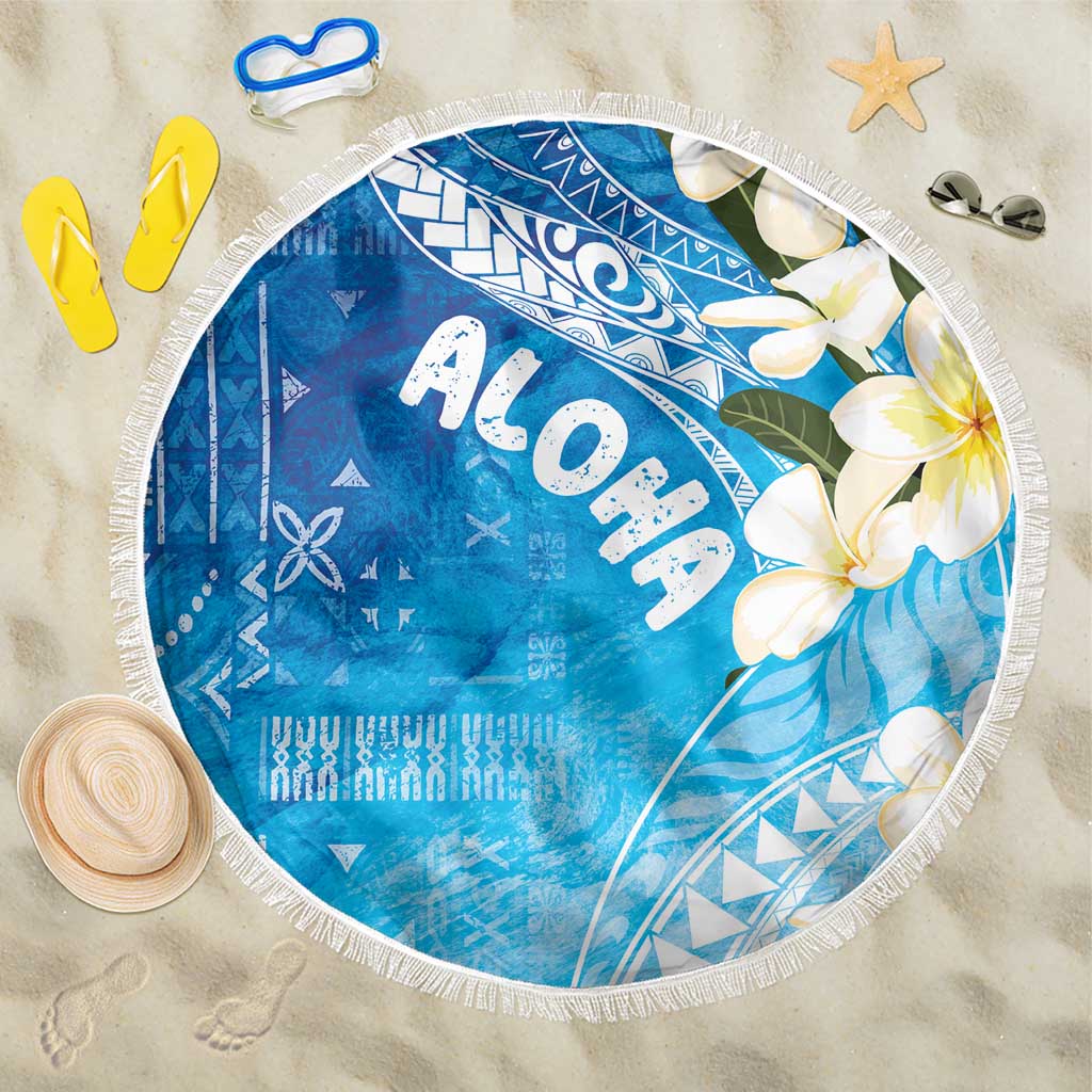 Aloha Hawaii Festive Beach Blanket Frangipani Lace Classic - Oceanic LT7 One Size 150cm Navy - Polynesian Pride