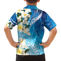 Aloha Hawaii Festive Family Matching Off The Shoulder Long Sleeve Dress and Hawaiian Shirt Frangipani Lace Classic - Oceanic