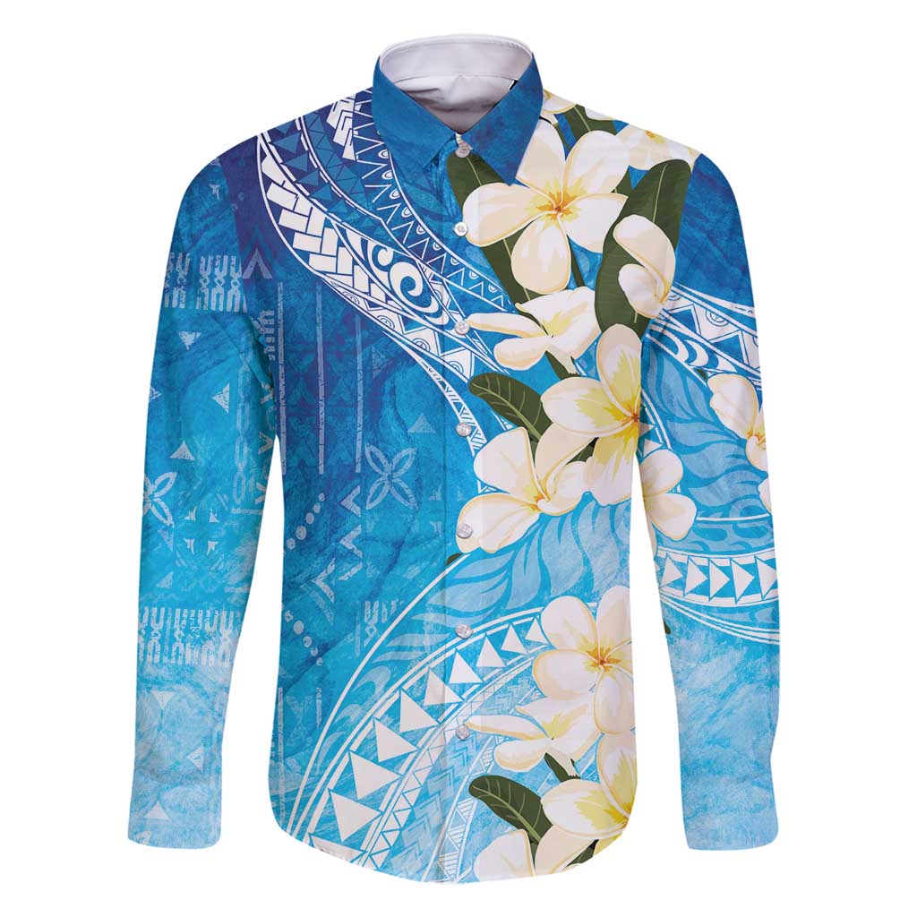 Aloha Hawaii Festive Family Matching Summer Maxi Dress and Hawaiian Shirt Frangipani Lace Classic - Oceanic LT7 Dad's Shirt - Long Sleeve Navy - Polynesian Pride