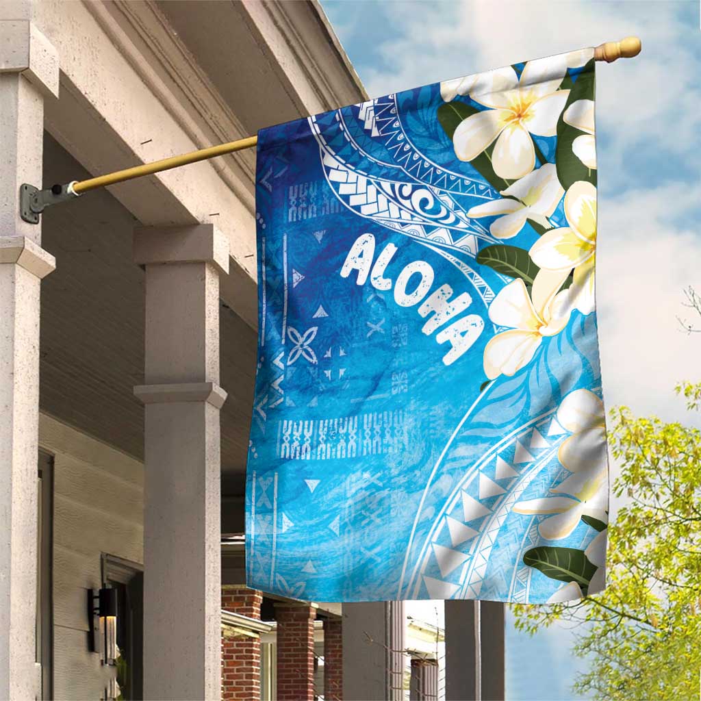 Aloha Hawaii Festive Garden Flag Frangipani Lace Classic - Oceanic LT7 House Flag Navy - Polynesian Pride
