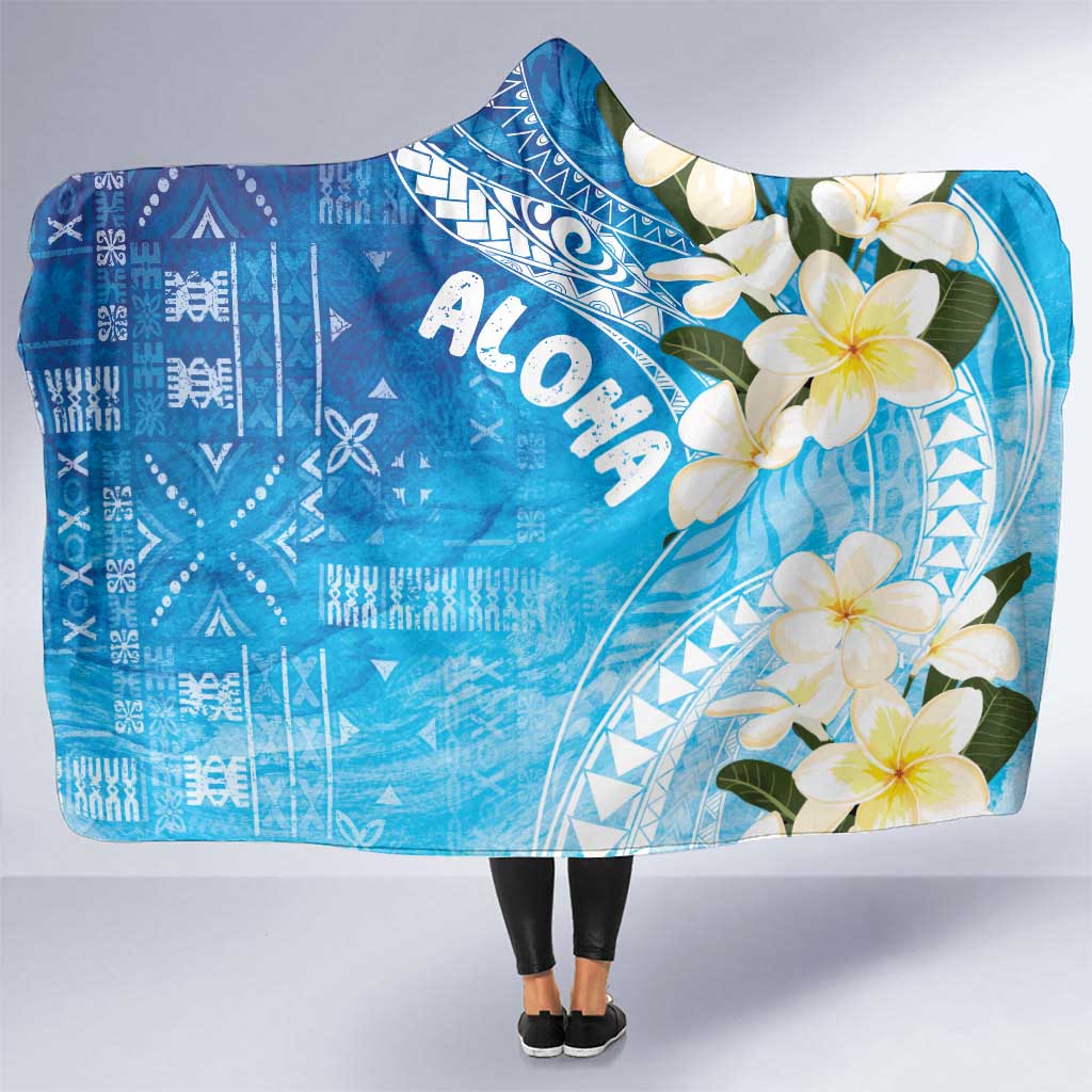 Aloha Hawaii Festive Hooded Blanket Frangipani Lace Classic - Oceanic LT7 One Size Navy - Polynesian Pride