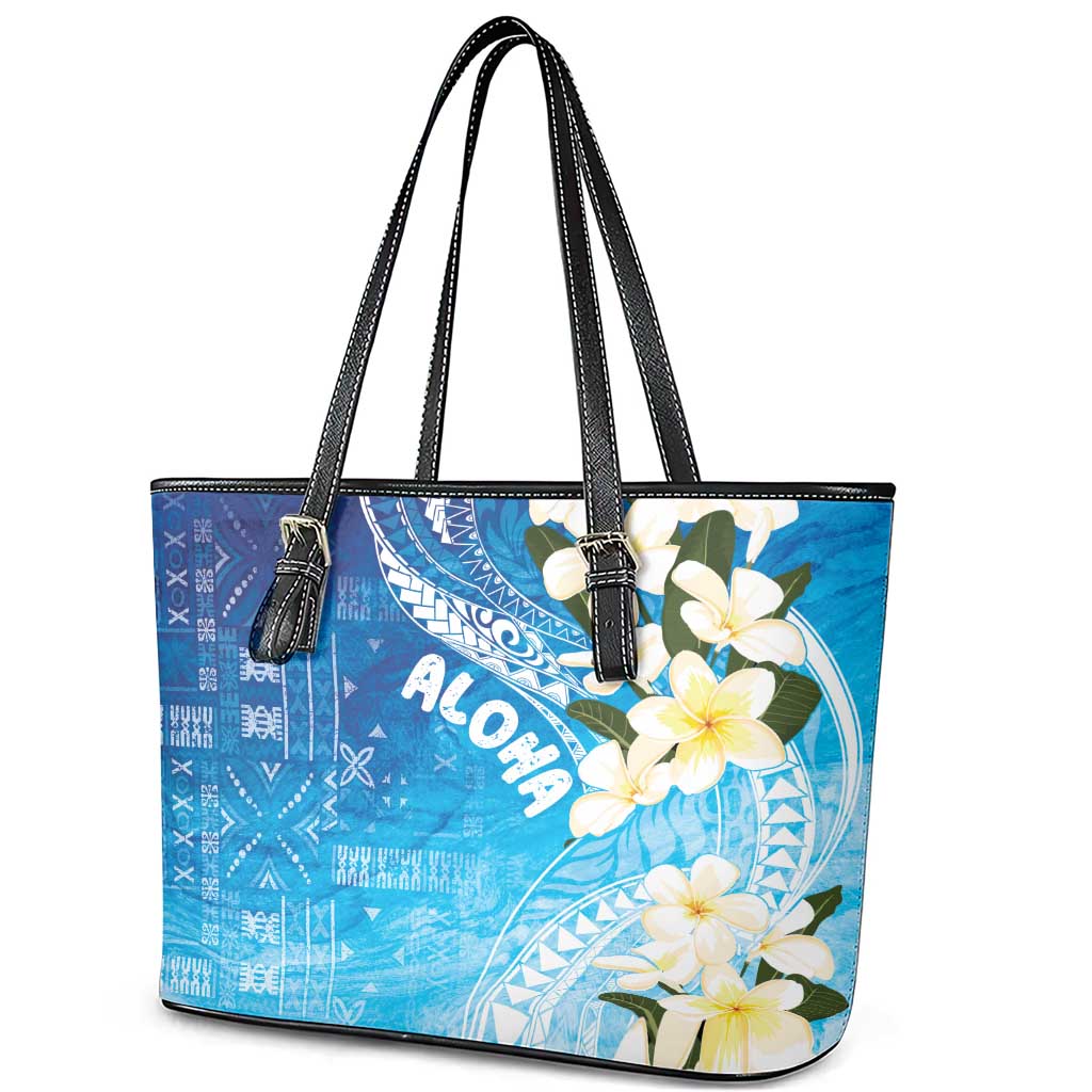 Aloha Hawaii Festive Leather Tote Bag Frangipani Lace Classic - Oceanic LT7 - Polynesian Pride