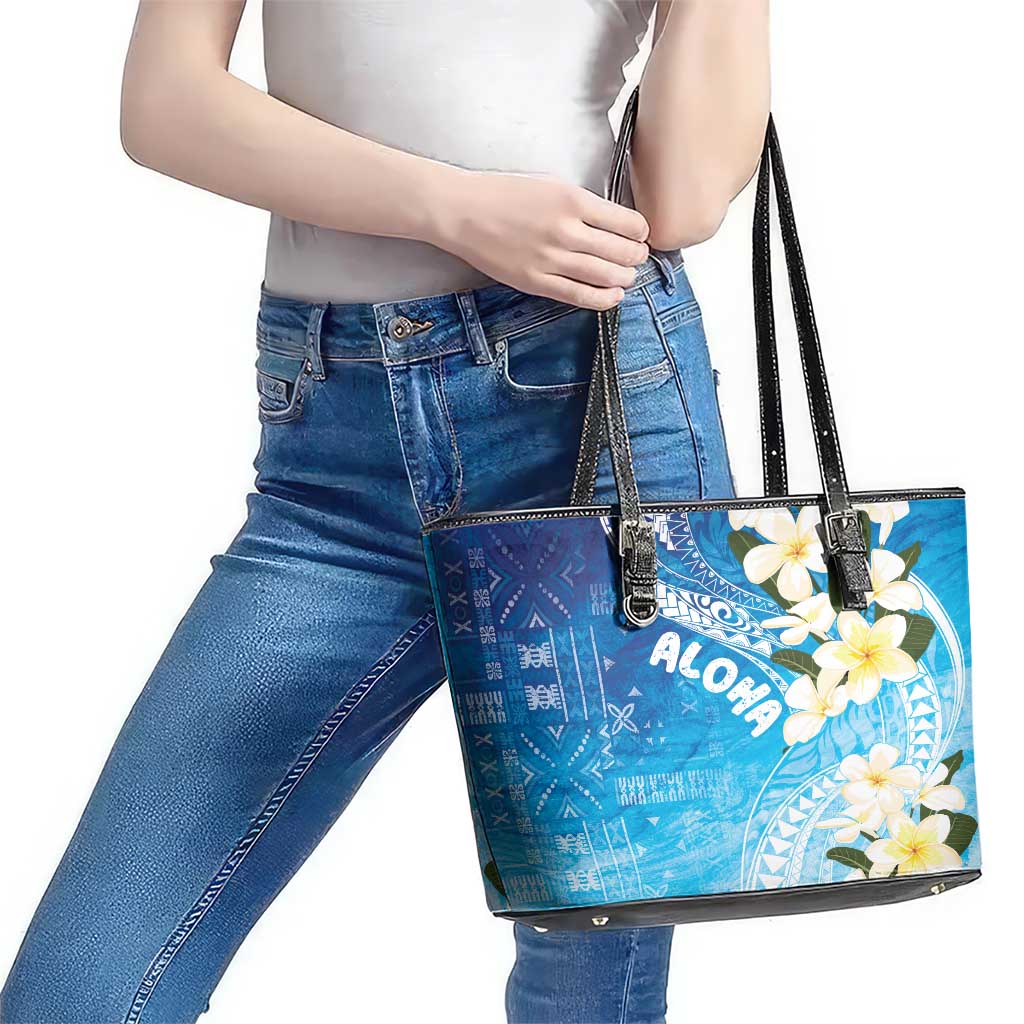 Aloha Hawaii Festive Leather Tote Bag Frangipani Lace Classic - Oceanic LT7 - Polynesian Pride