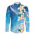 Aloha Hawaii Festive Long Sleeve Button Shirt Frangipani Lace Classic - Oceanic