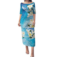 Aloha Hawaii Festive Puletasi Frangipani Lace Classic - Oceanic LT7 Long Dress Navy - Polynesian Pride