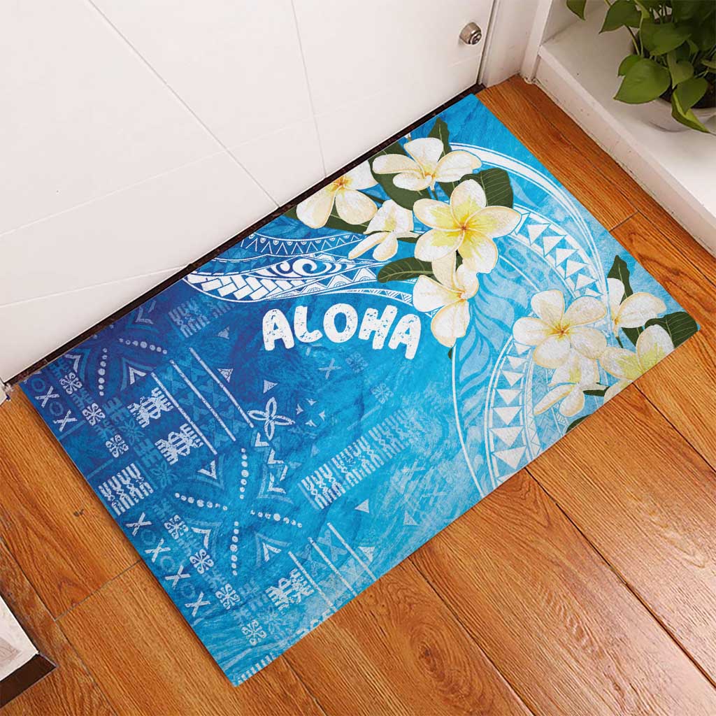 Aloha Hawaii Festive Rubber Doormat Frangipani Lace Classic - Oceanic LT7 - Polynesian Pride