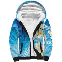 Aloha Hawaii Festive Sherpa Hoodie Frangipani Lace Classic - Oceanic LT7 Unisex Navy - Polynesian Pride