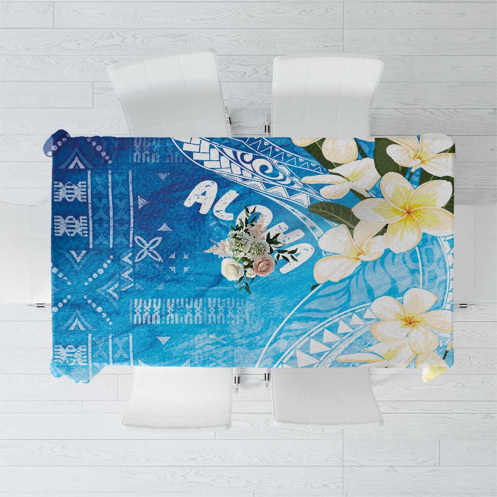 Aloha Hawaii Festive Tablecloth Frangipani Lace Classic - Oceanic LT7 Navy - Polynesian Pride