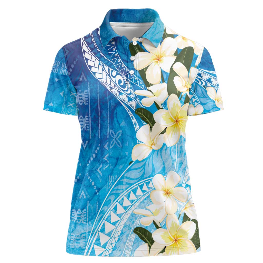 Aloha Hawaii Festive Women Polo Shirt Frangipani Lace Classic - Oceanic