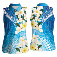 Aloha Hawaii Festive Women Sleeveless Polo Shirt Frangipani Lace Classic - Oceanic