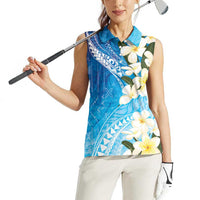Aloha Hawaii Festive Women Sleeveless Polo Shirt Frangipani Lace Classic - Oceanic