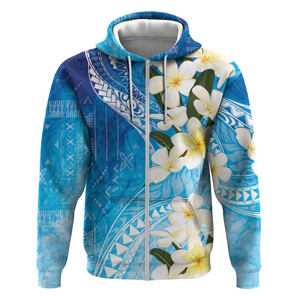 Aloha Hawaii Festive Zip Hoodie Frangipani Lace Classic - Oceanic