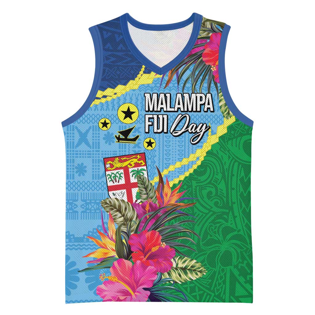 Personalized Malampa Fiji Day Together We Grow Basketball Jersey Special Tapa Mix - Polynesian Pride