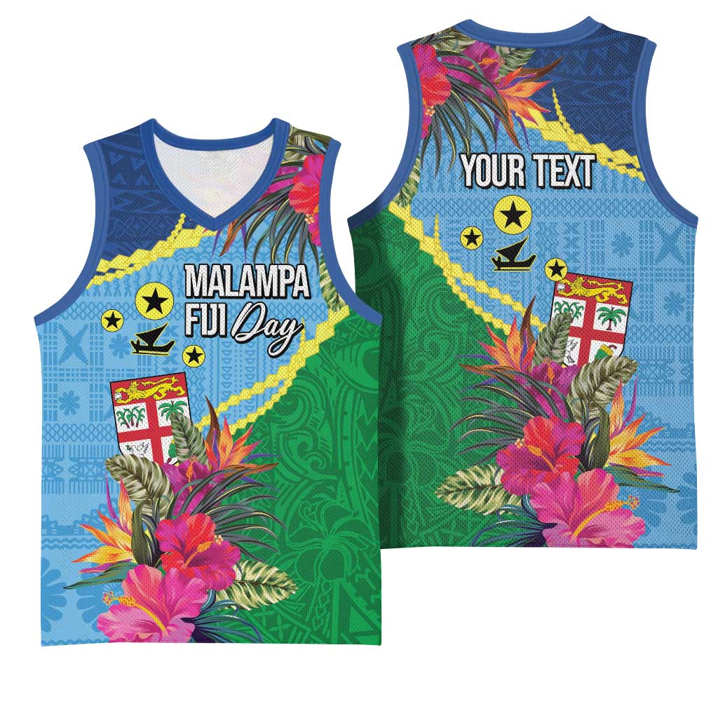 Personalized Malampa Fiji Day Together We Grow Basketball Jersey Special Tapa Mix - Polynesian Pride