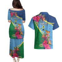 Personalized Malampa Fiji Day Together We Grow Couples Matching Puletasi and Hawaiian Shirt Special Tapa Mix - Polynesian Pride