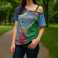 Personalized Malampa Fiji Day Together We Grow Cross Shoulder Shirt Special Tapa Mix - Polynesian Pride