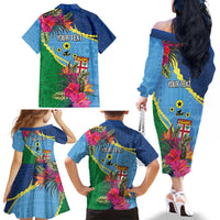 Personalized Malampa Fiji Day Together We Grow Family Matching Off The Shoulder Long Sleeve Dress and Hawaiian Shirt Special Tapa Mix - Polynesian Pride